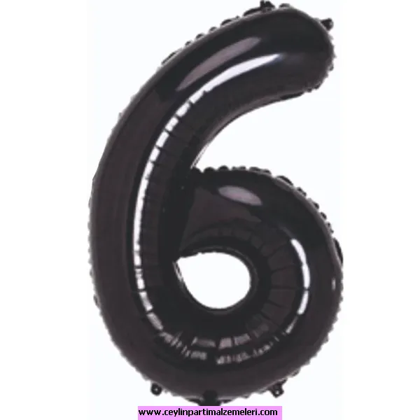 6 Rakam Siyah Folyo Balon